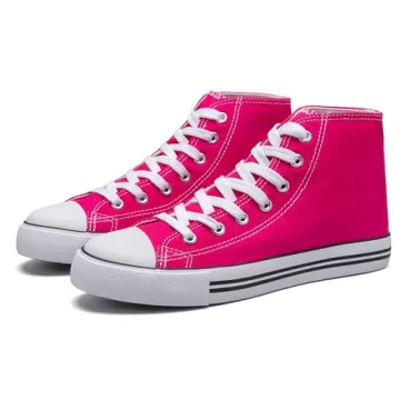 Vibrant High Top Canvas Sneakers for Women in Pink