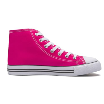 Vibrant High Top Canvas Sneakers for Women in Pink