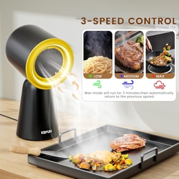 KEFUJU Portable Range Hood, Desktop Kitchen Exhaust Fan with 3-Speed, Adjustable Vent with Detachabl...