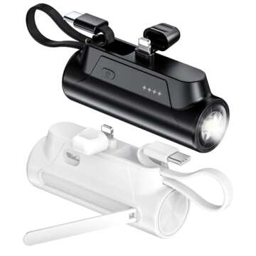 Abnoys 2-Pack Portable Charger, Power Bank, 5800mAh Small Portable Phone (Black and White)