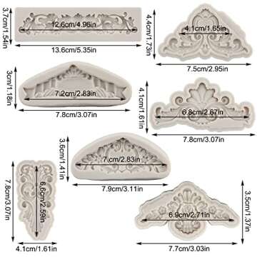 MYPRACS Baroque Style Curlicues Scroll Lace Silicone Fondant Molds Relief Flower Molds Filigree Mold...