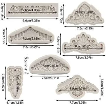 MYPRACS Baroque Style Curlicues Scroll Lace Silicone Fondant Molds Relief Flower Molds Filigree Mold...