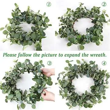 CEWOR Artificial Eucalyptus Wreath for Front Door Fall Wreath Large Green Leaf Wreath for Wall Window Farmhouse Garland Decor