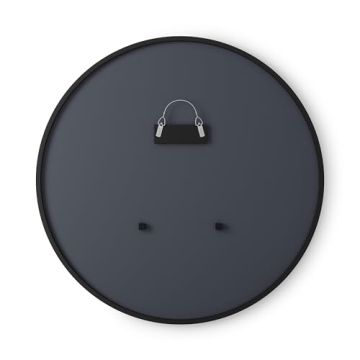 Umbra Hub Round Wall Mirror with Rubber Frame, Modern Style for Bathroom, Entryway, Living Room and More, 37-Inch, Black