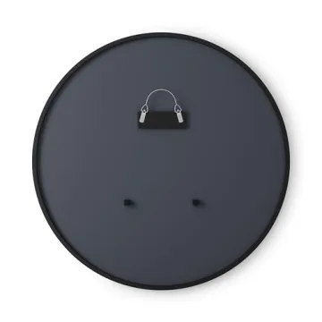 Umbra Hub Round Wall Mirror with Rubber Frame, Modern Style for Bathroom, Entryway, Living Room and More, 37-Inch, Black