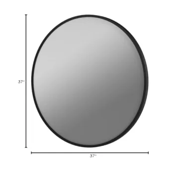 Umbra Hub Round Wall Mirror with Rubber Frame, Modern Style for Bathroom, Entryway, Living Room and More, 37-Inch, Black
