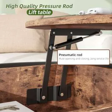 HOJINLINERO Round Lift Top Coffee Table,Coffee Tables Living Room,Black Coffee Table with Storage Hidden Compartment,Wood Farmhouse Coffee Table Decor,Center Table for Living Room,Modern Coffee Table