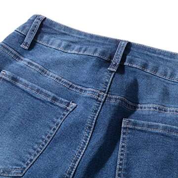 vanberfia Women's High Waist Denim Jean Raw Hem Ripped Shorts with Pockets (JS2019DK006-2, M)