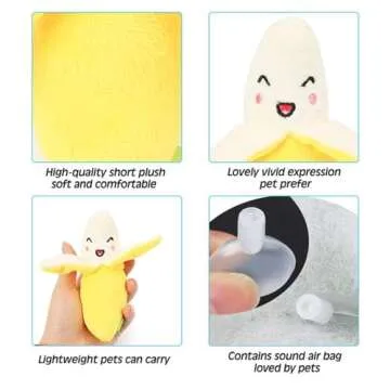 AOTOHOOPE Dog Toys for Teddy Dog Small Dogs - Pet Puppy Plush Chew Squeaker Squeaky Bananas Interactive Dog Toy - Set of 3