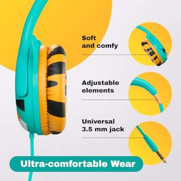 Kidrox Tiger-Ear Toddler Headphones for Safe Listening