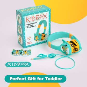 Kidrox Tiger-Ear Toddler Headphones for Safe Listening