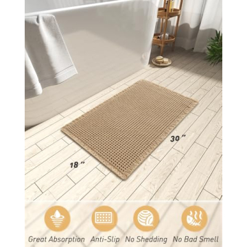 AMOAMI Ultra Soft Non-Slip Waffle Bath Mat