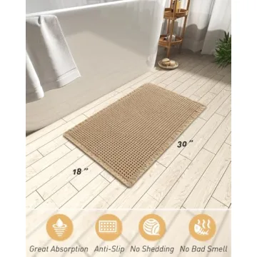 AMOAMI Ultra Soft Non-Slip Waffle Bath Mat