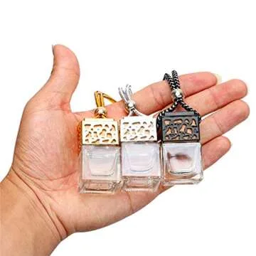 ConStore 5pcs 8ml Hanging Perfume Aromatherapy Bottle Diffuser Glass Essential Oil Scent Diffuser Refillable Perfume Bottle Empty Fragrance Aromatherapy Bottle (Black)