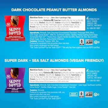 SkinnyDipped Snack Attack Minis Almond Variety Pack, Healthy Snack, Plant Protein, Gluten Free, 0.46 oz Mini Bags, Pack of 25