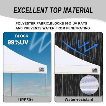 Eurmax USA Standard 10x10ft Patio Pop Up Canopy Tent for Outdoor Events Commercial Instant Canopies with Heavy Duty Roller Bag,Bonus 4 Canopy Sand Bags (White)