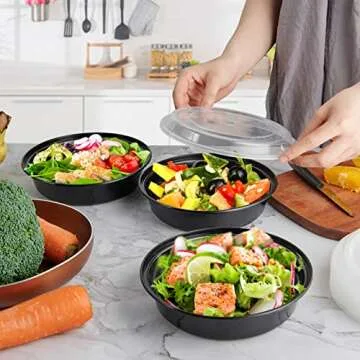 MUCHII [50 Pack Meal Prep Container, 24 oz Round To Go Containers with Lids, Plastic Containers for Food Microwave and Freezer Safe