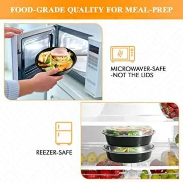 MUCHII [50 Pack Meal Prep Container, 24 oz Round To Go Containers with Lids, Plastic Containers for Food Microwave and Freezer Safe
