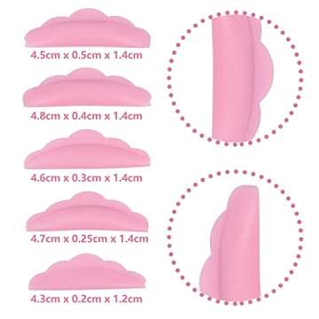 60 Pieces Silicone Eyelash Perming Curler Set 5 Size Reusable Eyelash Lift Pads and Y Shape Eyelash Brush, Lash Lift Pads Brush Grafting Lash Lifting Shield Rods for Curl Eyelash