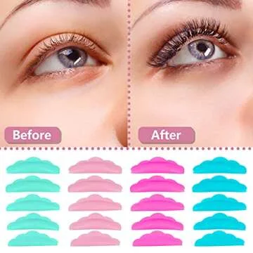 60 Pieces Silicone Eyelash Perming Curler Set 5 Size Reusable Eyelash Lift Pads and Y Shape Eyelash Brush, Lash Lift Pads Brush Grafting Lash Lifting Shield Rods for Curl Eyelash