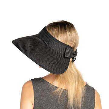 Sun Visor Hats Summer Wide Brim Clip on Beach Adjustable Large Brim Cap Golf Hat for Women…