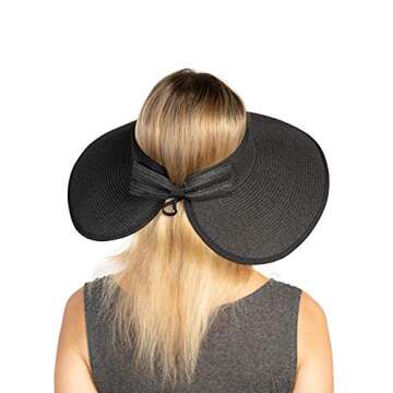 Sun Visor Hats Summer Wide Brim Clip on Beach Adjustable Large Brim Cap Golf Hat for Women…