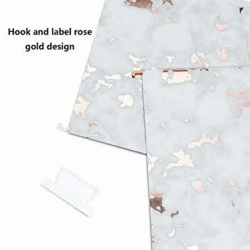 Y YOMA 12 Pack Rose Gold Hanging File Folders Letter Size Decorative File Folder Cute Pretty Hanging Folder Organizer for Filing Cabinet Office Home with 1/5-Cut Adjustable Tabs, 3 Marble Design