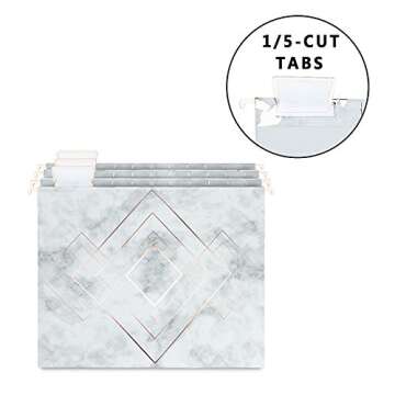 Y YOMA 12 Pack Rose Gold Hanging File Folders Letter Size Decorative File Folder Cute Pretty Hanging Folder Organizer for Filing Cabinet Office Home with 1/5-Cut Adjustable Tabs, 3 Marble Design
