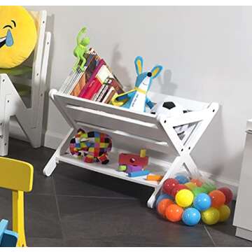 Lipper International Kids' Book Caddy with Shelf, White