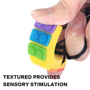 Chew Necklace for Sensory Kids, Seeway Rainbow Chewy Necklace BPA Free, Food- Grade Silicone Oral Mo...