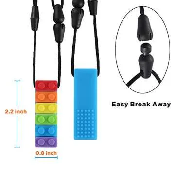Chew Necklace for Sensory Kids, Seeway Rainbow Chewy Necklace BPA Free, Food- Grade Silicone Oral Motor Aids Chewelry Toys Sensory for Autism, ADHD, Anxiety, or Other Special Needs（5 Pack ）