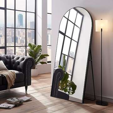 PexFix Arch Full Length Mirror Arched-Top Standing Mirror Floor Mirror Wall Mounted Mirror for Home ...