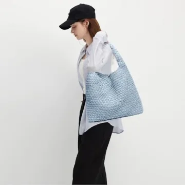 Vegan Leather Hand-Woven Tote Handbag for Women
