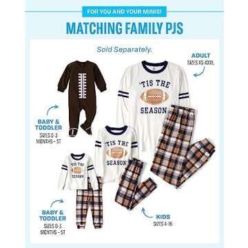 The Children's Place,Family Matching, Football Pajama Sets, Cotton,REDWOOD,5T