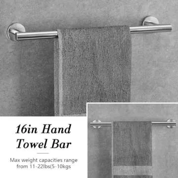 Brushed Nickel Bathroom Accessories Set - 5 Piece Round Stainless Steel Bath Hardware Accessory Including Towel Rack&Toilet Paper Holder&Towel Ring&Robe Towel Hook for Bathroom Wall Mounted.