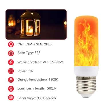 iCrius 2-Pack LED Flame Light Bulbs for Festive Ambiance