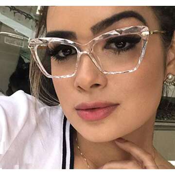 FEISEDY Cat Eye Glasses Frame Clear Lenses Lightweight Eyewear for Women B2440