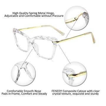 FEISEDY Cat Eye Glasses Frame Clear Lenses Lightweight Eyewear for Women B2440