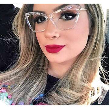 FEISEDY Cat Eye Glasses Frame Clear Lenses Lightweight Eyewear for Women B2440