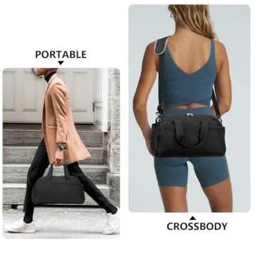 14 inch Small Gym Bag for Women & Men, Mini Duffel Bag for Travel Sports Lightweight Carry On Bag, Black