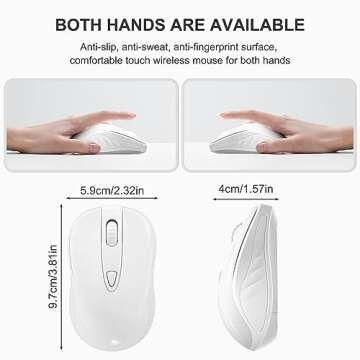 OKIMO Wireless Mouse for Laptop Computer Mouse with USB Receiver 2.4GHz Optical Tracking Computer Mouse Ergonomic Portable Mouse for PC Laptop (White)