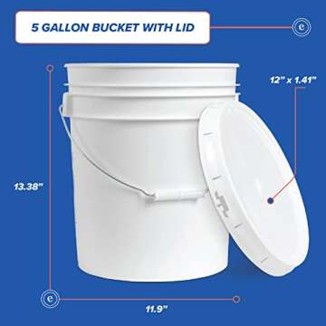 ePackageSupply 5-Gallon Heavy-Duty Bucket Pail with Lid - BPA Free & Food Grade | Versatile Multi-Us...