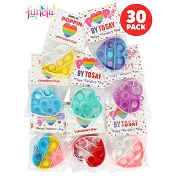 Valentines Pop Its for Kids Classroom Exchange, 30 Pack Fidget Valentines Day Cards for Boys and Gir...