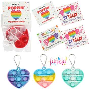 Valentines Pop Its for Kids Classroom Exchange, 30 Pack Fidget Valentines Day Cards for Boys and Girls class, Carded Pop It Keychain Valentines for School Classmate Valentines Gifts