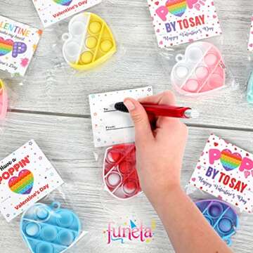 Valentines Pop Its for Kids Classroom Exchange, 30 Pack Fidget Valentines Day Cards for Boys and Girls class, Carded Pop It Keychain Valentines for School Classmate Valentines Gifts
