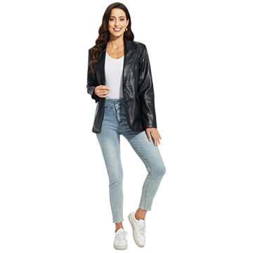 Fahsyee Women's Faux Leather Blazer - Stylish, Comfortable & Versatile