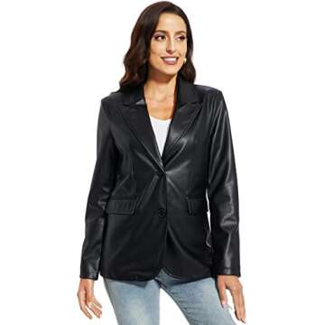 Fahsyee Women's Faux Leather Blazer for Chic Looks