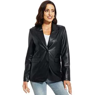 Fahsyee Women's Faux Leather Blazer for Chic Looks