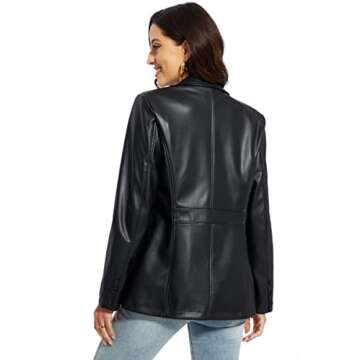 Fahsyee Women's Faux Leather Blazer for Chic Looks