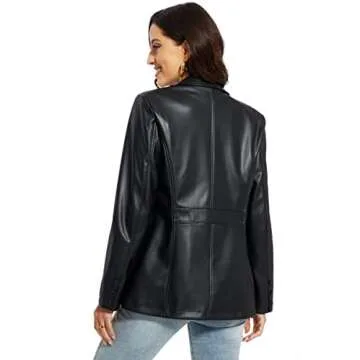 Fahsyee Women's Faux Leather Blazer for Chic Looks